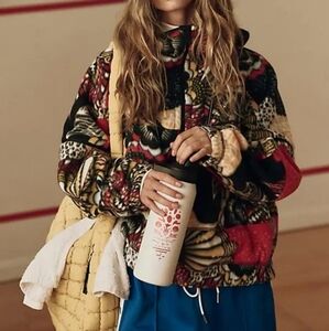 NWT, Free People Movement, Wild And Free Printed Fleece Pullover